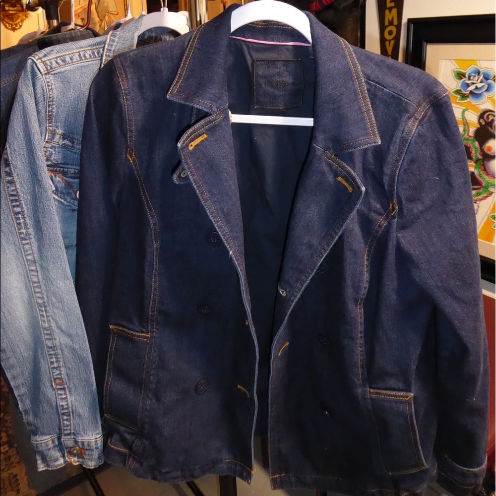 Liz Claiborne denim jeans jacket Pea coat. Size large model 52002